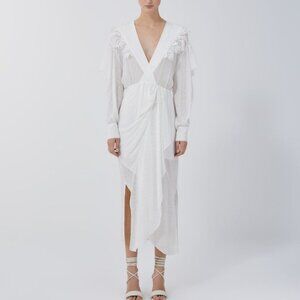 IRO Dily Wrap-Effect Crochet Trimmed Crepon Midi Dress